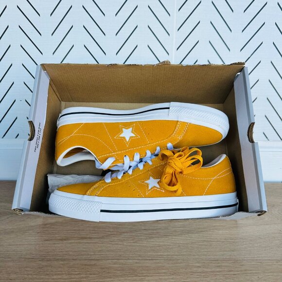 ⭐Converse One Star Pro OX Low Womens Shoes Sz 9.5 Mustard Suede Sneaker A09231C - Picture 8 of 12